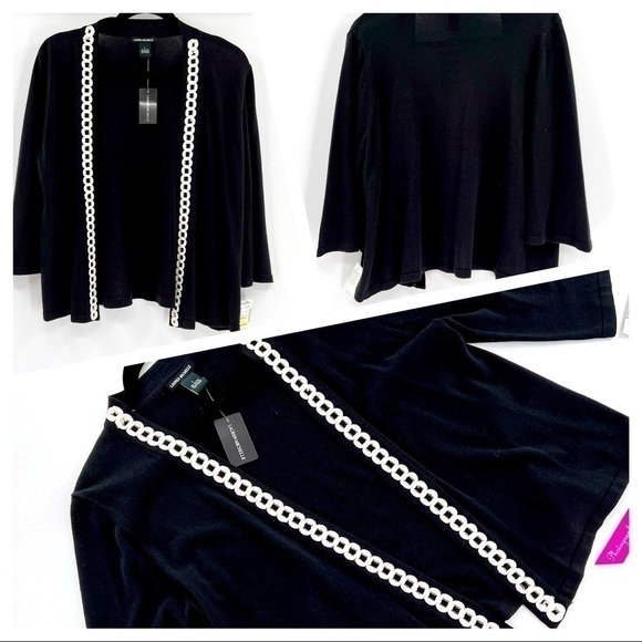 LAUREN MICHELLE Black Cotton Acrylic Open Front Cardigan Size L - Picture 1 of 10